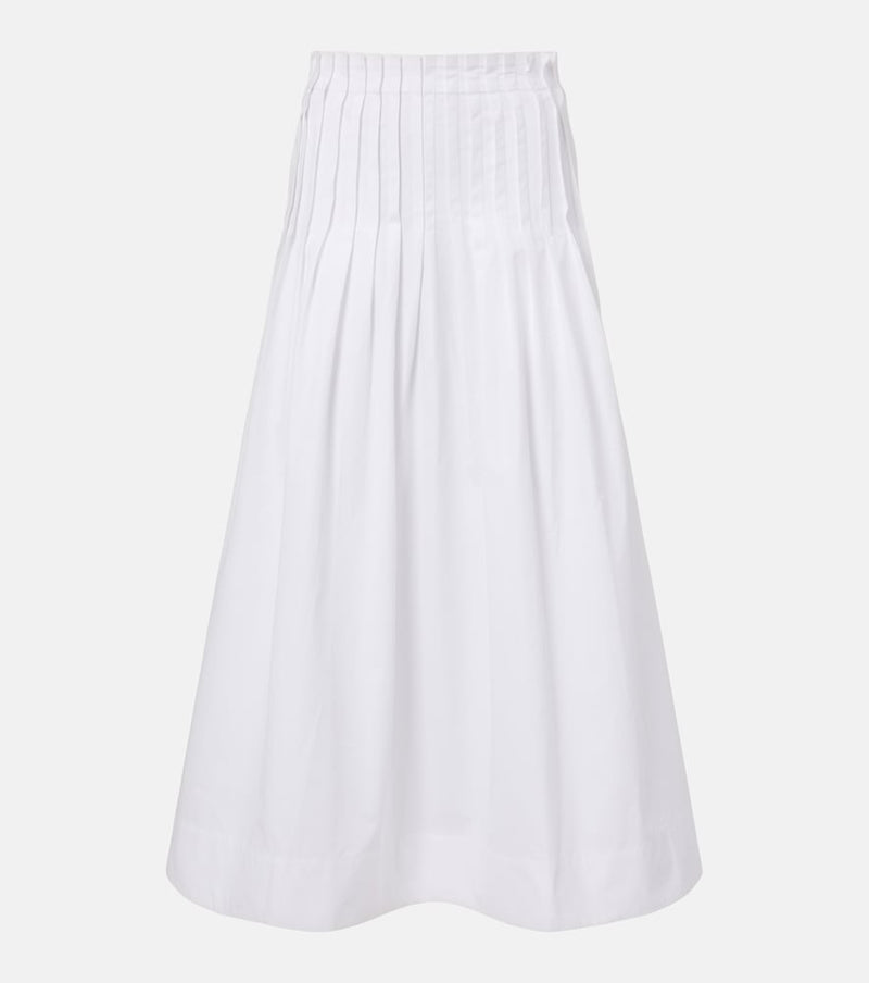 Róhe Pleated cotton poplin midi skirt in Optic White