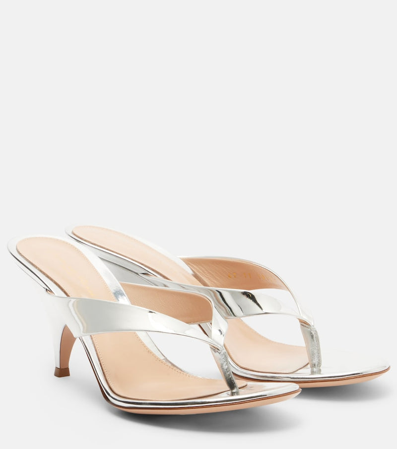 Gianvito Rossi Sofia mirrored leather thong sandals