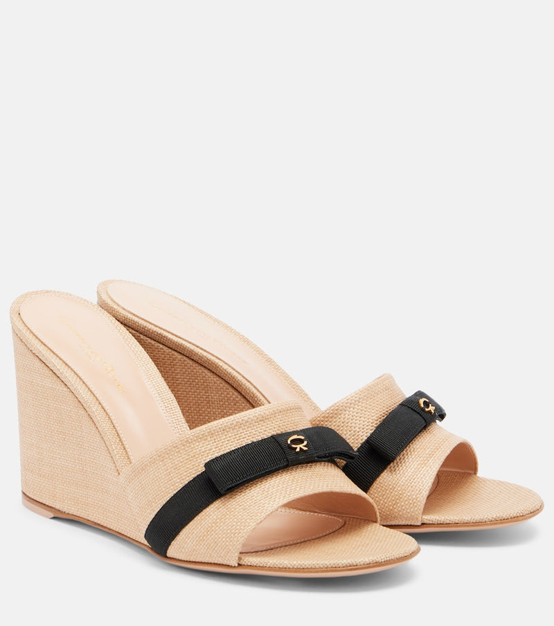 Gianvito Rossi Minou raffia wedge mules