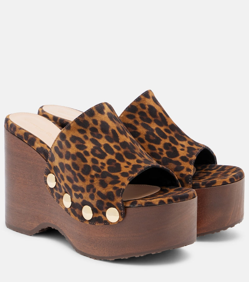Gianvito Rossi Ardea leopard-print suede wedge mules