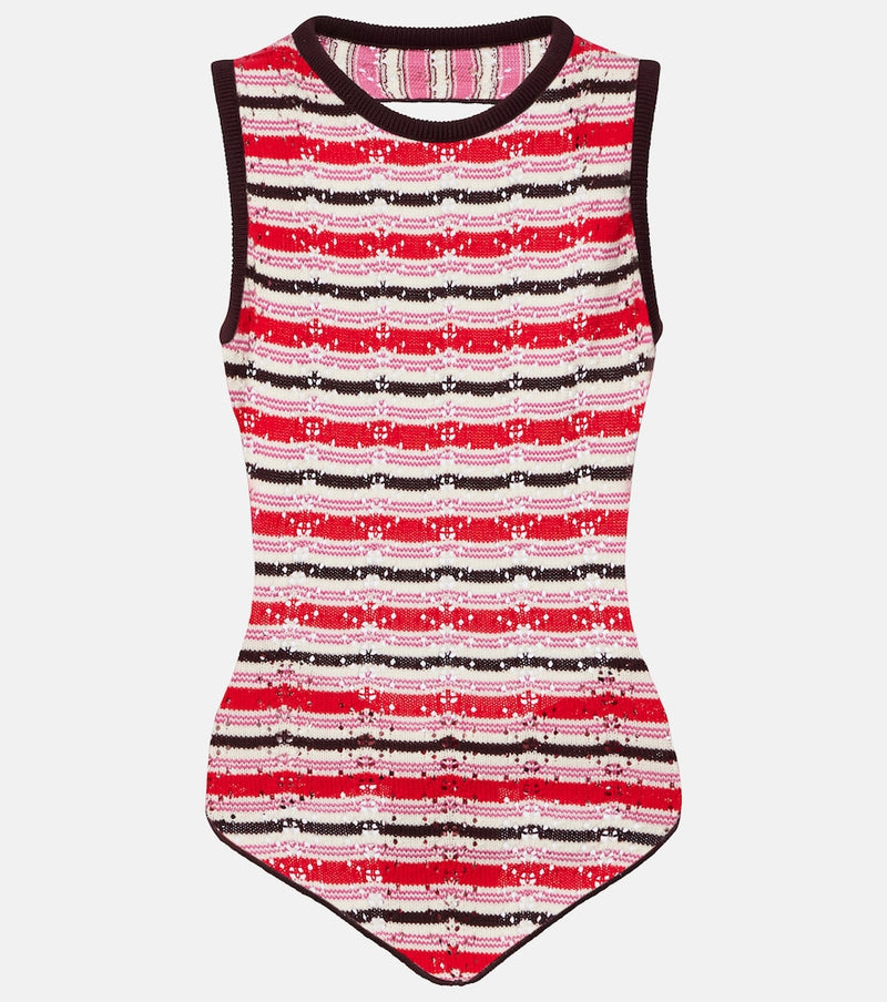 The Attico Striped crochet cotton top