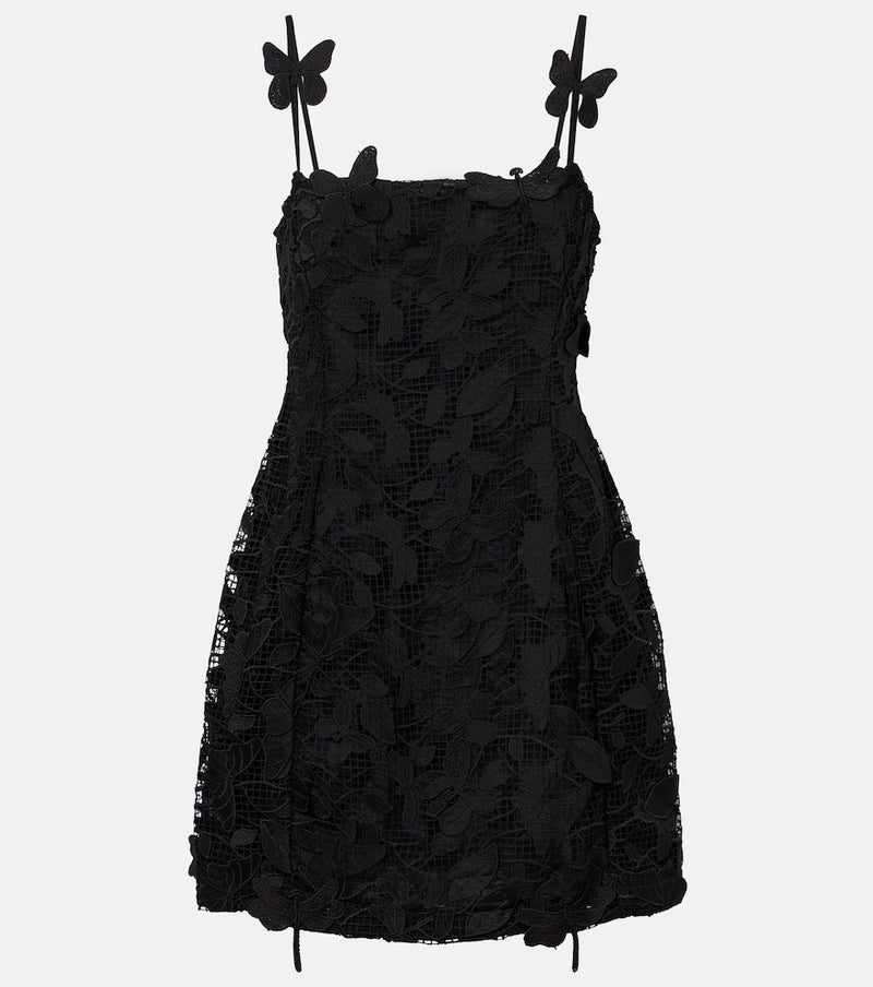 Blumarine Embroidered lace minidress in Black
