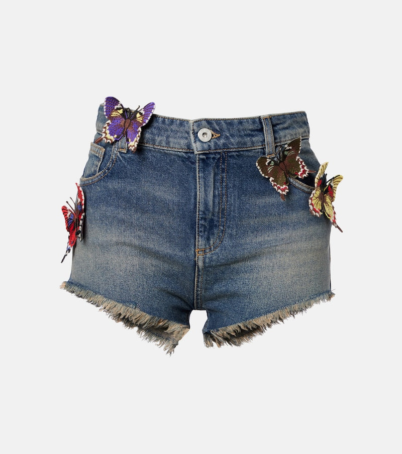 Blumarine Embroidered denim short