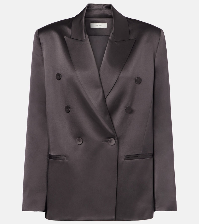 The Sei Double-breasted silk satin blazer
