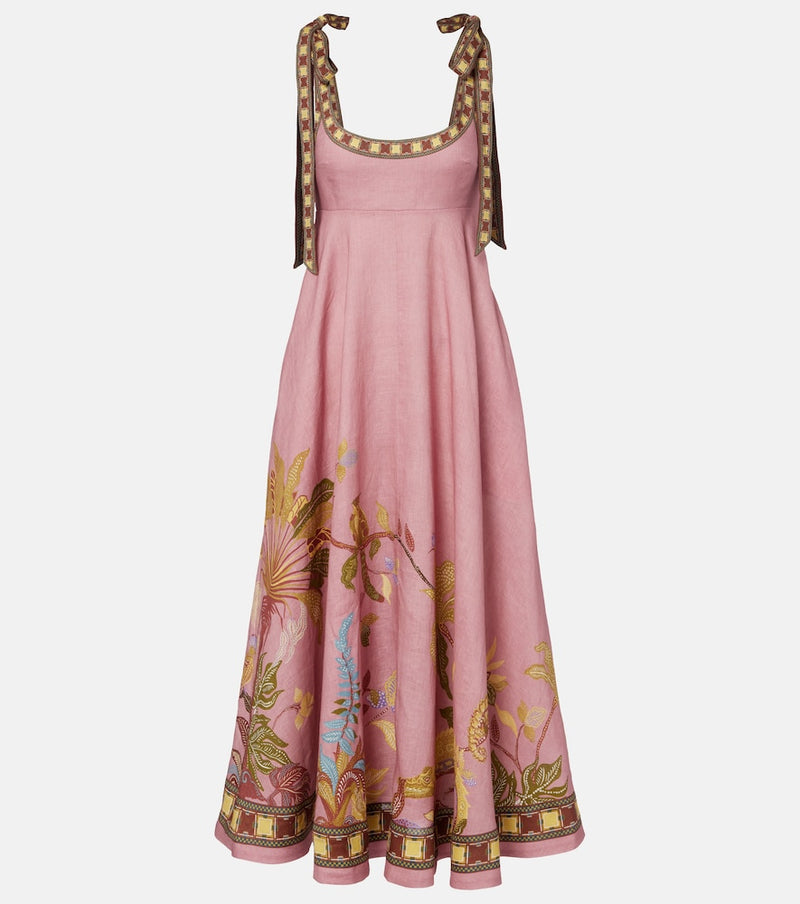 Alémais Zuri Ballet printed linen maxi dress in Rose