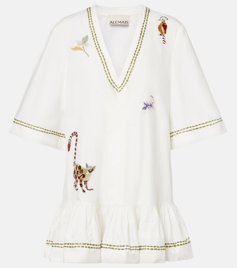 Alemais Camelia embroidered cotton minidress