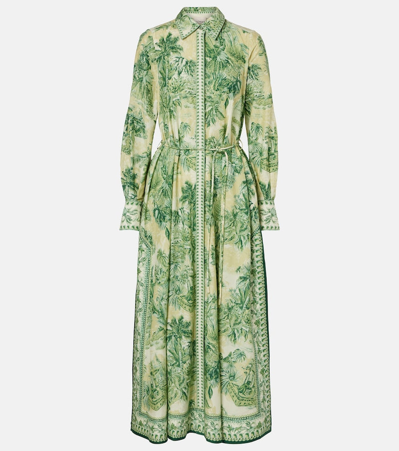 Alemais Sara printed cotton and silk shirt dress