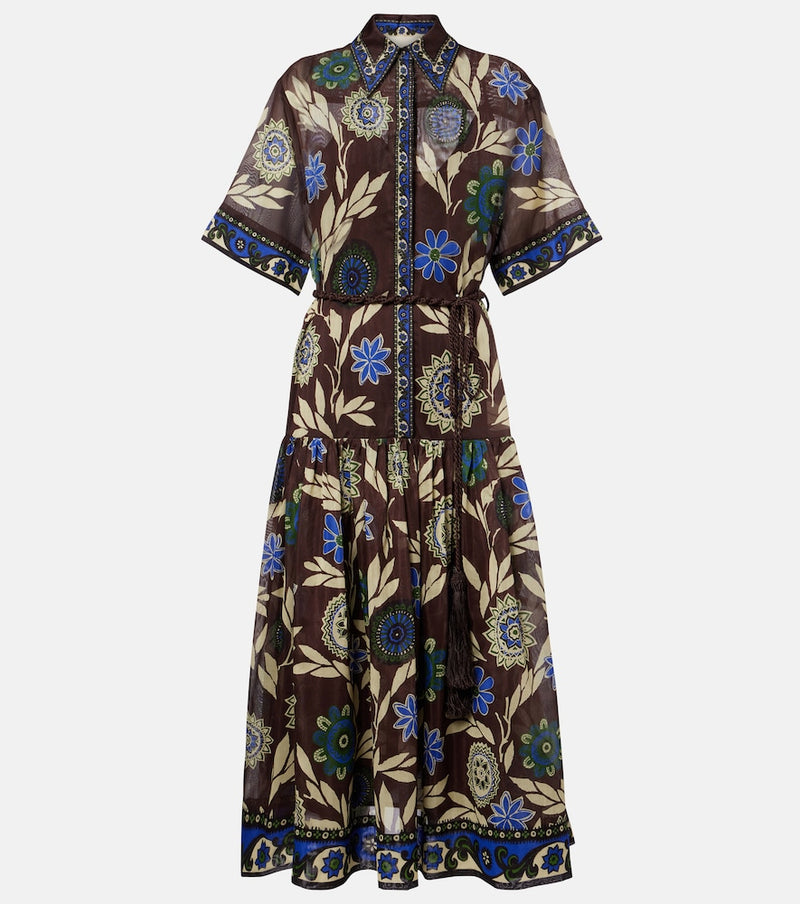 Alemais Jasper printed cotton and silk shirt dress