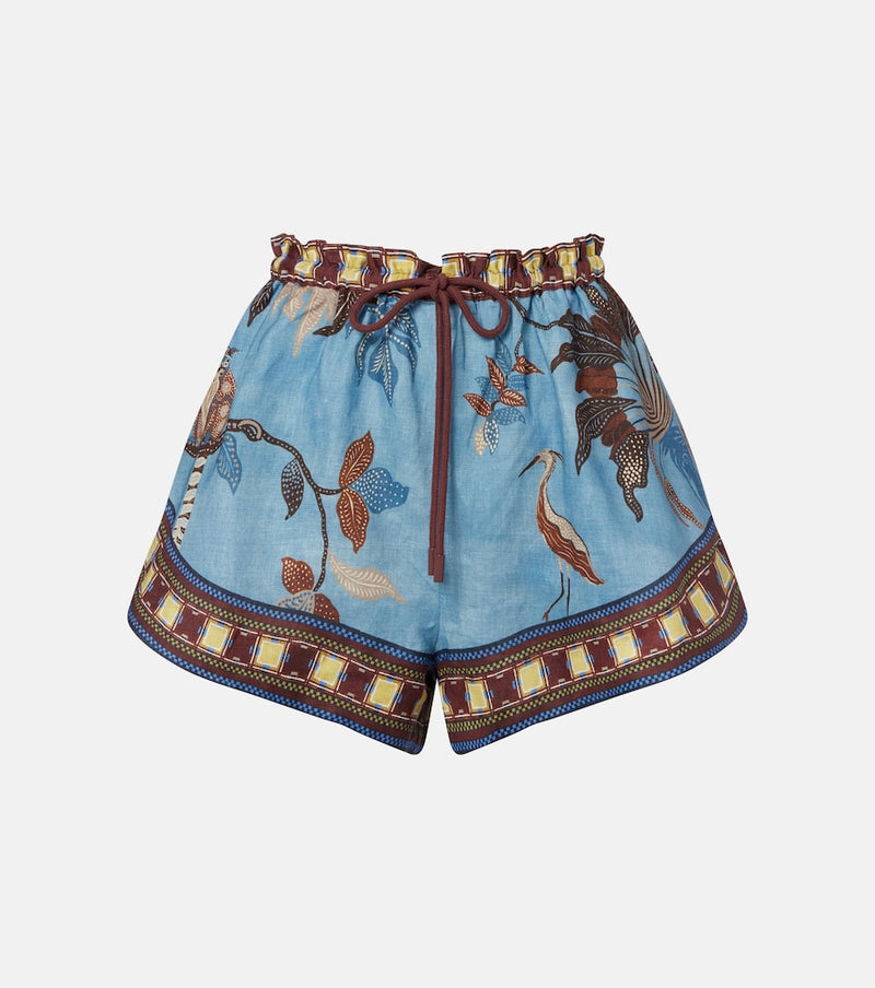 Alemais Georgie printed linen shorts