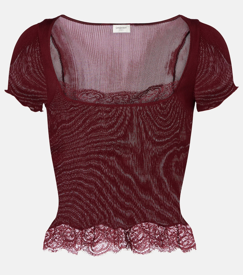 Saint Laurent Scalloped silk satin top