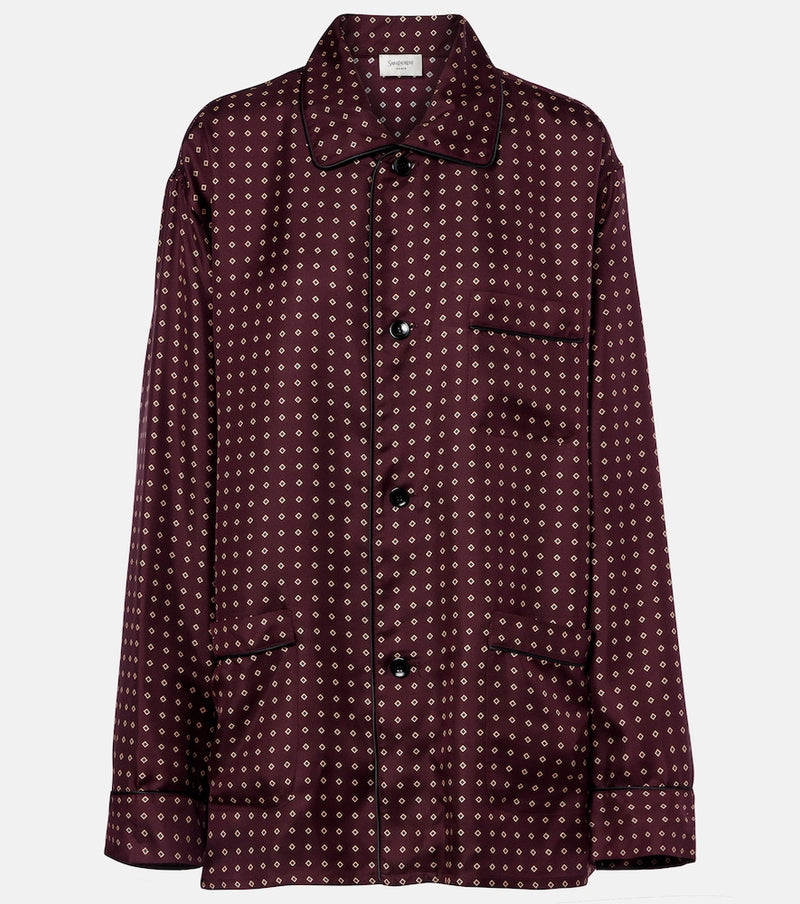 Saint Laurent Printed silk satin pajama shirt