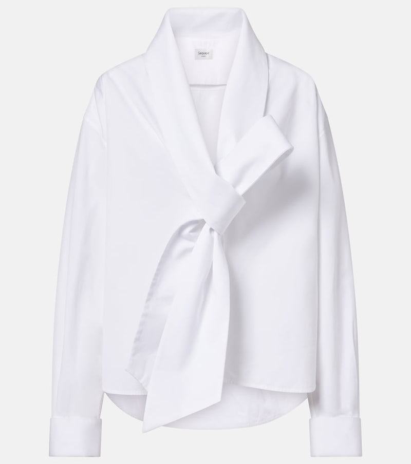 Saint Laurent Bow-detail cotton poplin blouse