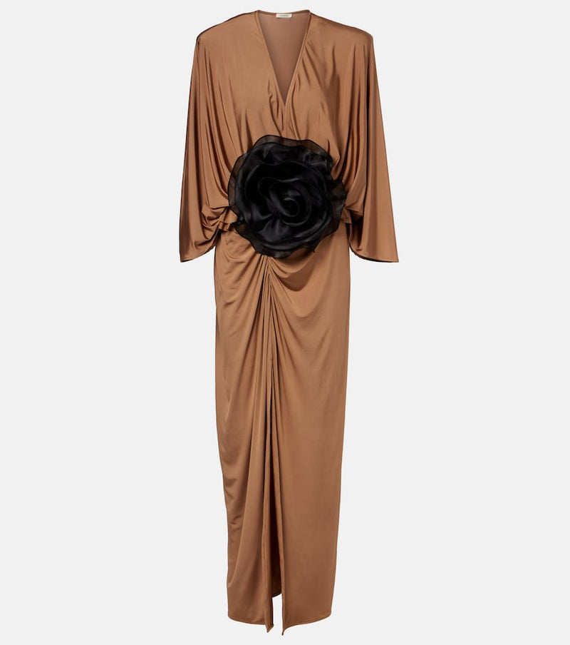 Jacques Wei Floral-applique jersey maxi dress