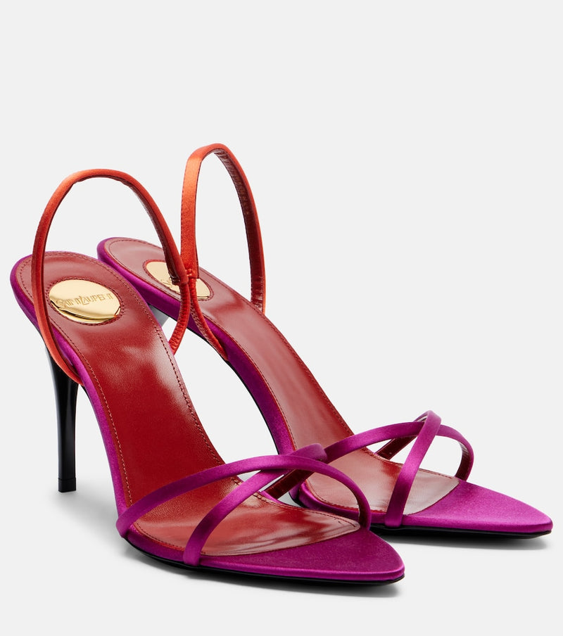 Saint Laurent Justify crepe satin slingback sandals