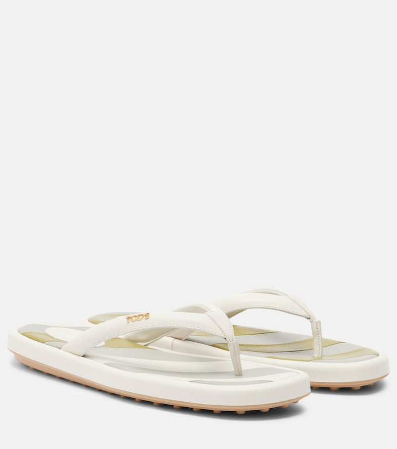 Tod\'s Striped leather thong sandals