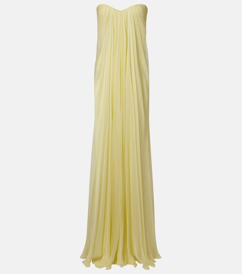 McQueen Draped chiffon bustier gown