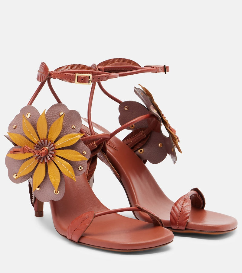 Zimmermann Brightside floral-applique leather sandals
