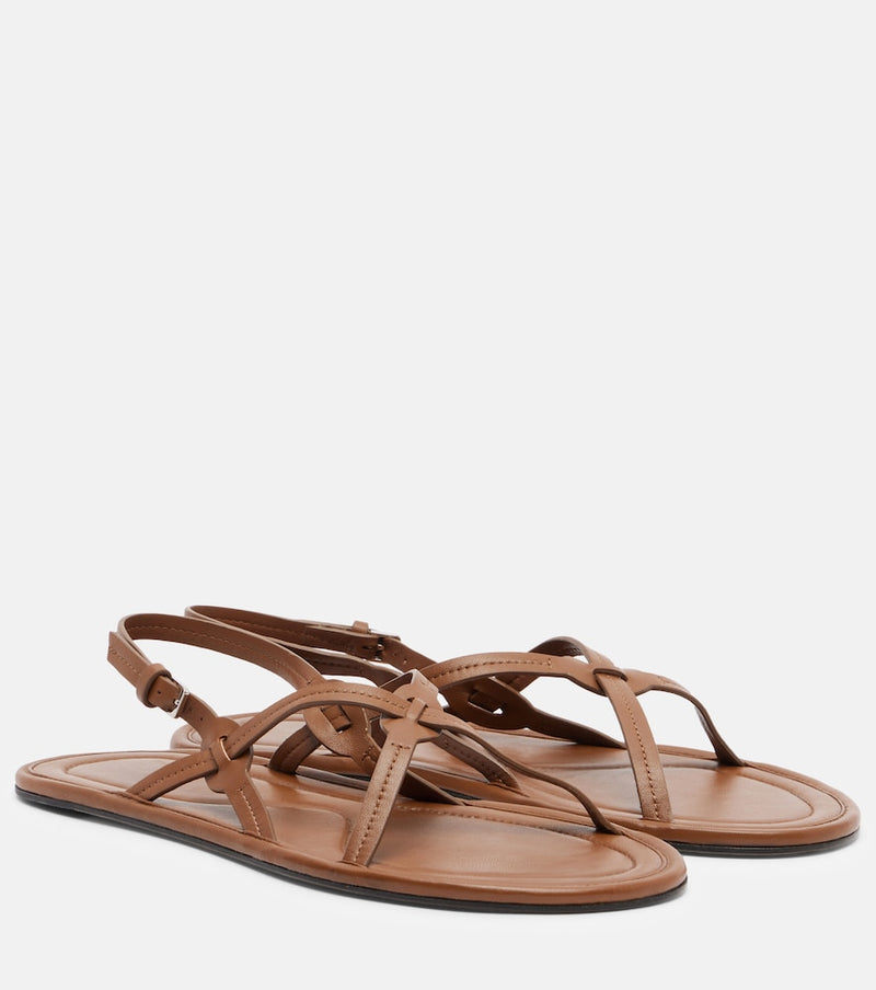 The Row Malick Strap leather sandals in Honey