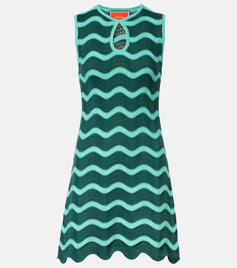 La DoubleJ Wavy crochet keyhole cotton minidress