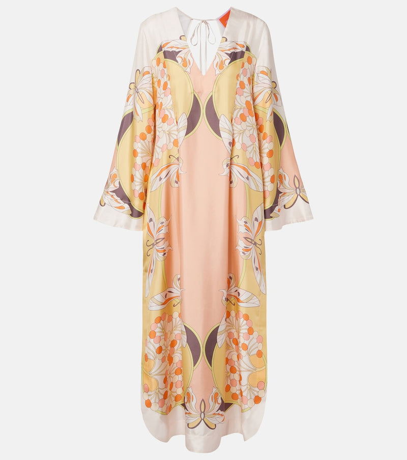 La DoubleJ Twin Flame printed silk twill maxi dress