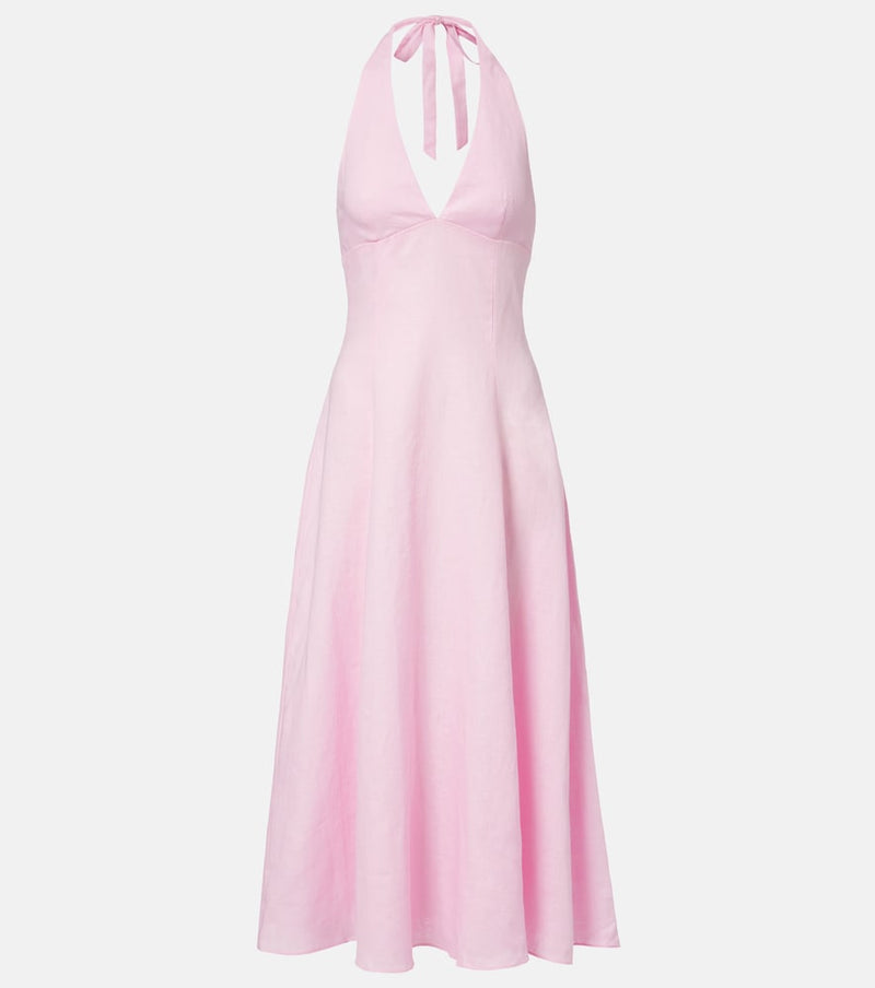 Faithfull Marais halterneck linen midi dress in Palazzo