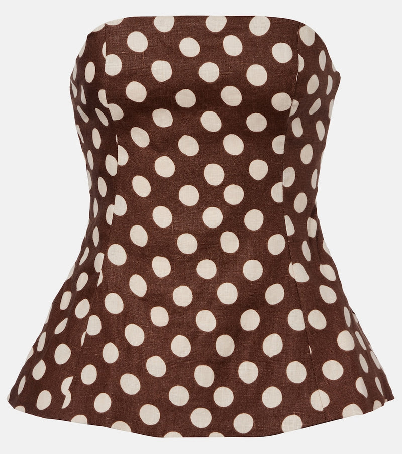 Faithfull Petro polka-dot strapless linen top