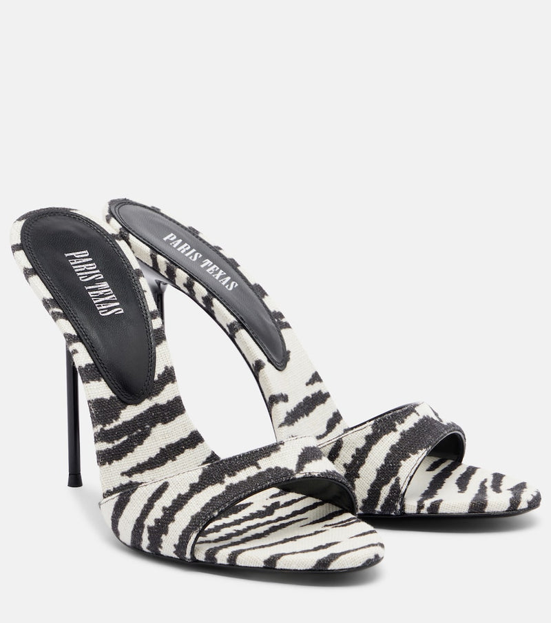 Paris Texas Lidia zebra-print canvas mules