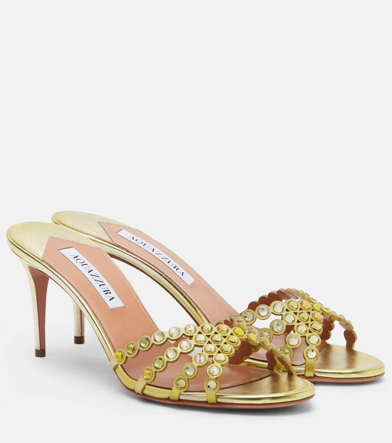 Aquazzura Tequila embellished leather mules