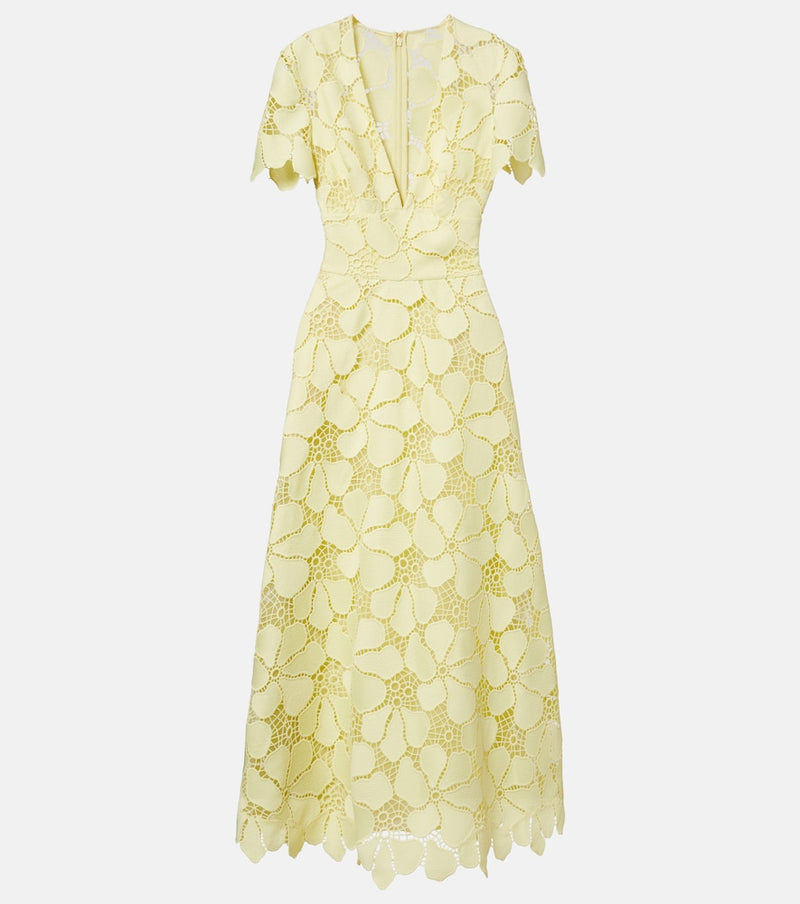 Elie Saab Floral silk-blend guipure midi dress