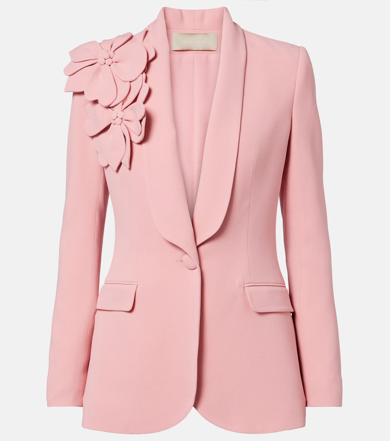 Elie Saab Floral-applique cady blazer