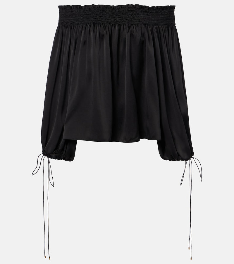 Chloe Off-shoulder silk satin top