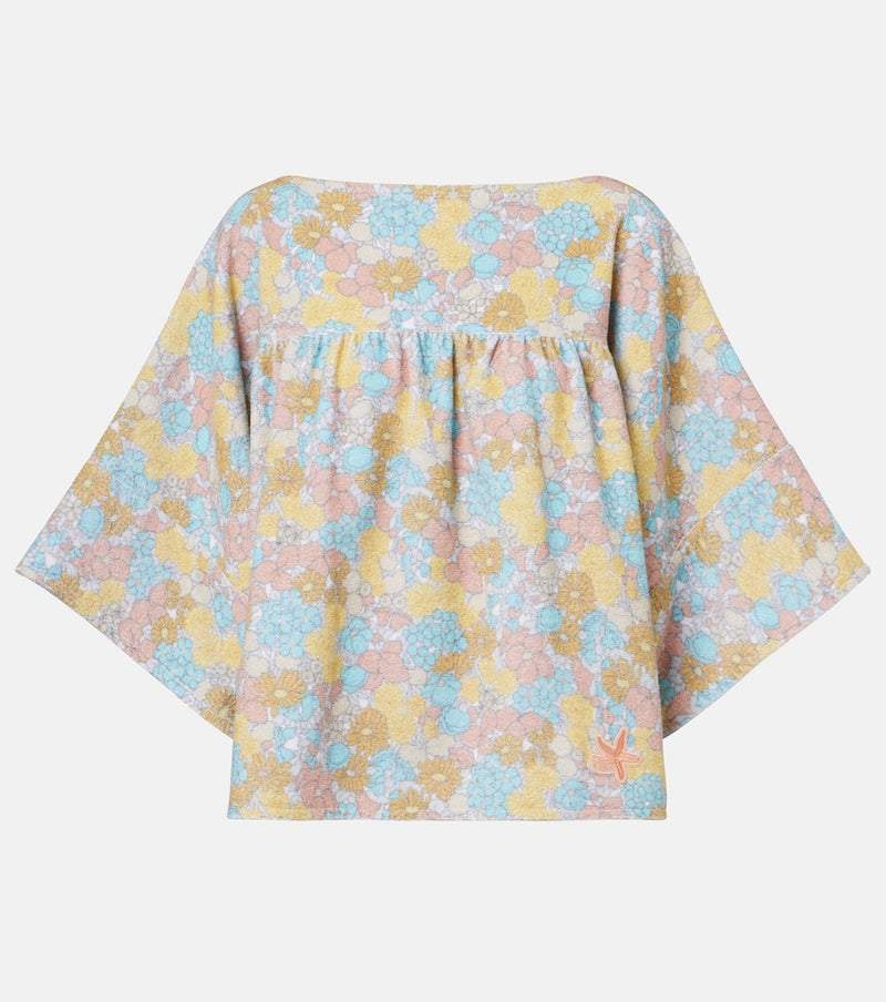 Chloe Floral gathered cotton top