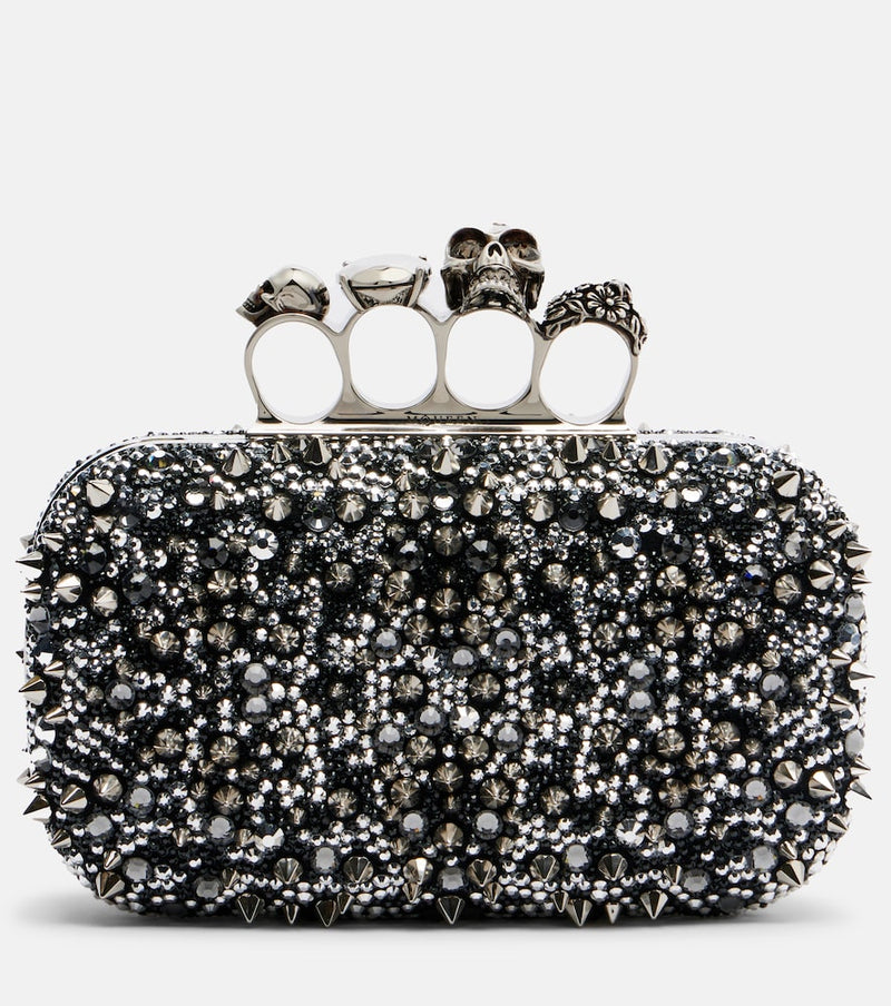 McQueen Knuckle embellished clutch in Black