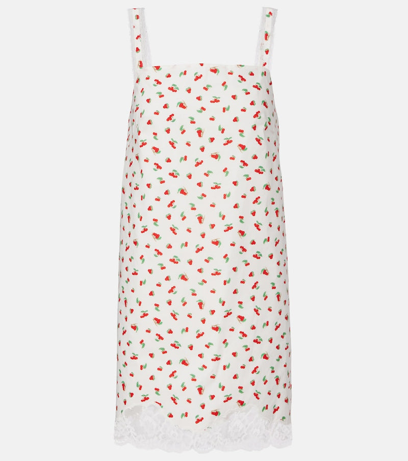 Posse Delia lace-trimmed printed cotton minidress