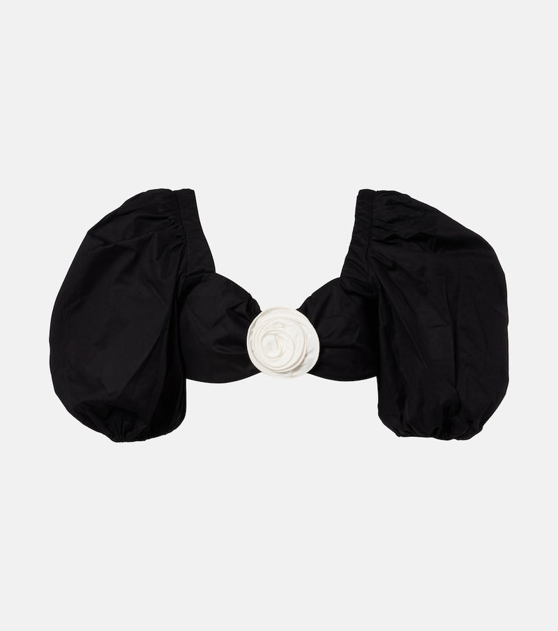 Adriana Degreas Floral-applique cotton-blend crop top