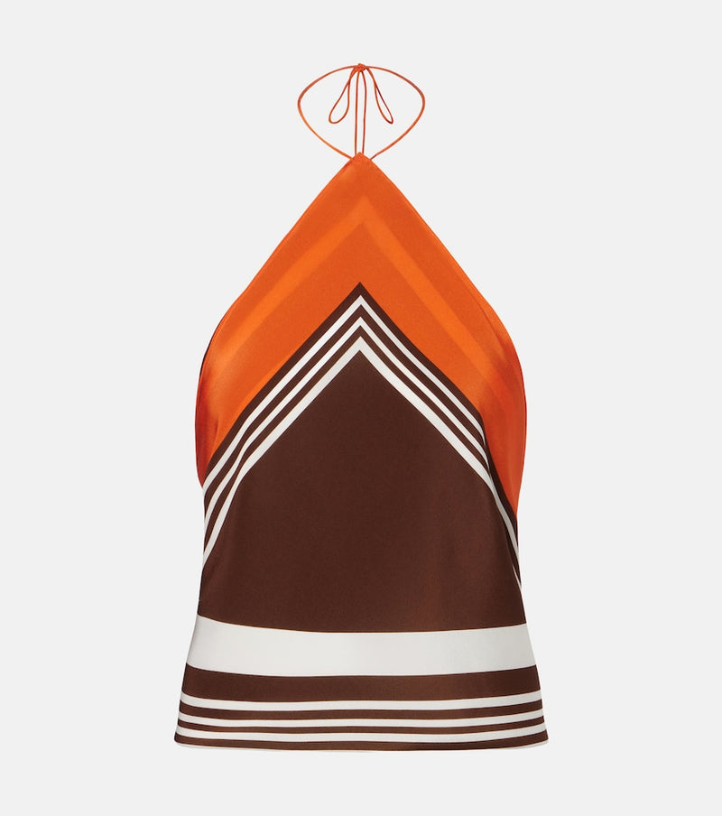 SIR Destino striped halterneck silk top