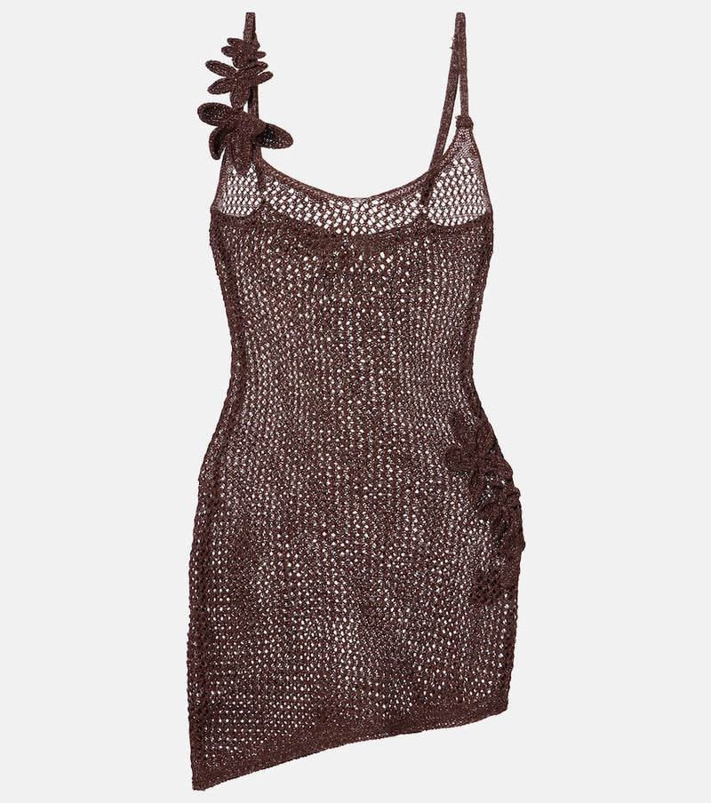 Bananhot Maris open-knit lame minidress