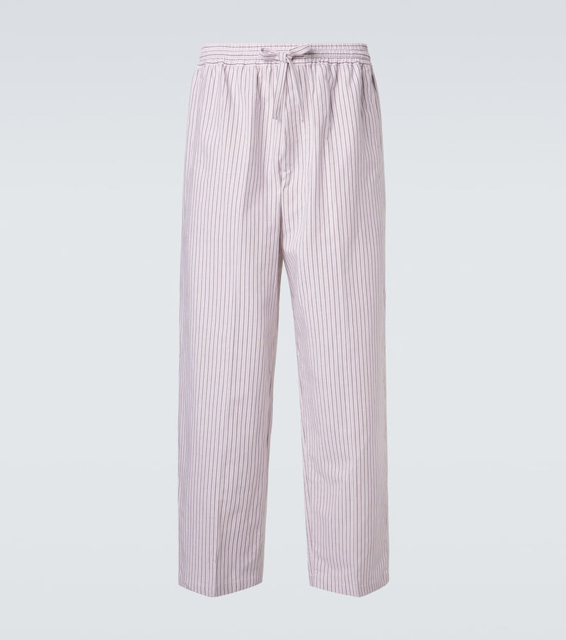 Umit Benan Julian cotton and silk straight pants in Brown Beige Stripes