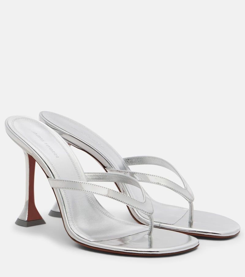 Amina Muaddi Juliette mirrored leather thong sandals