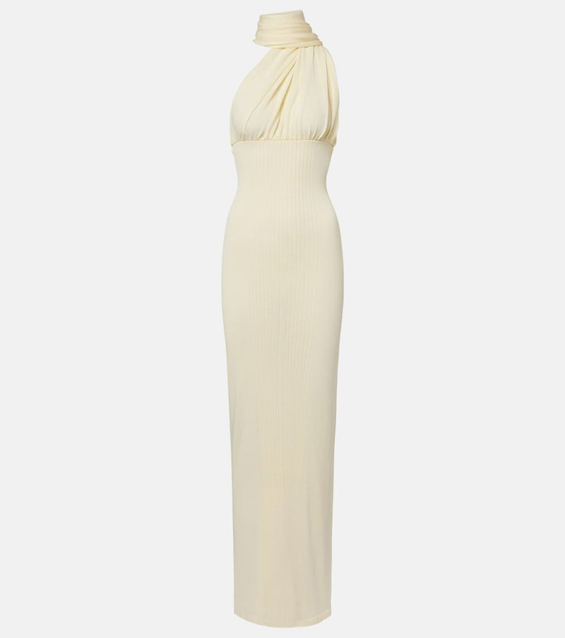 Aya Muse Thea scarf-detail ribbed-knit maxi dress