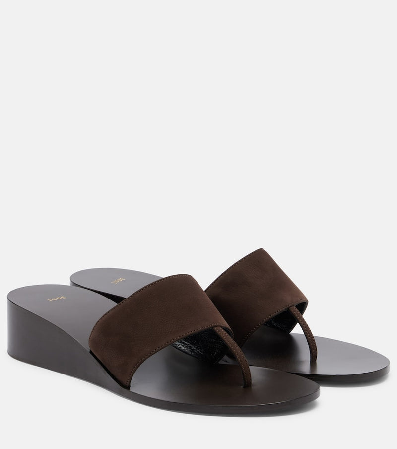 JUDE Lucille leather wedge thong sandals