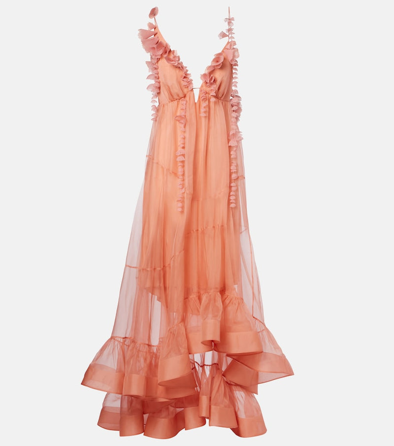 Zimmermann Como floral-applique silk maxi dress