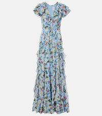 Carolina Herrera Floral ruffled silk gown