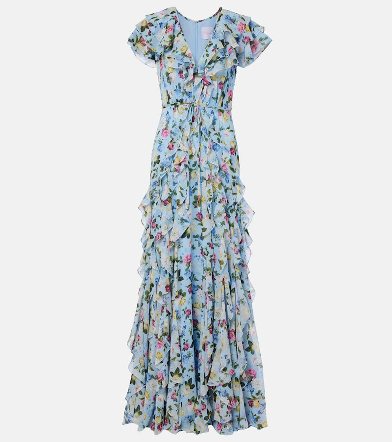 Carolina Herrera Floral ruffled silk gown