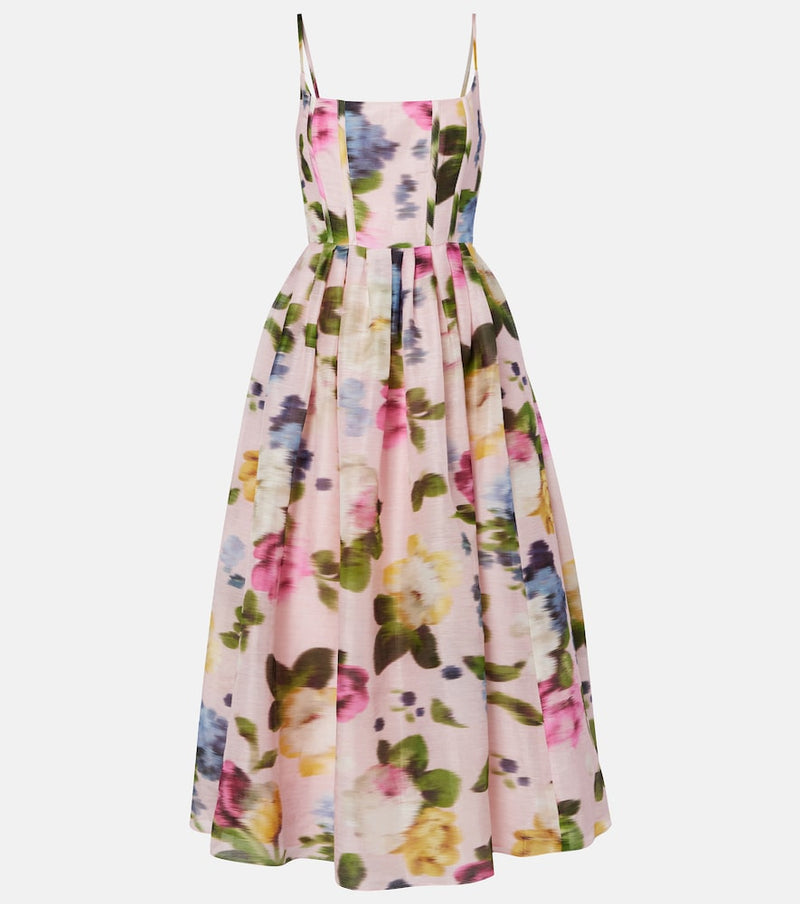 Carolina Herrera Floral linen and silk midi dress