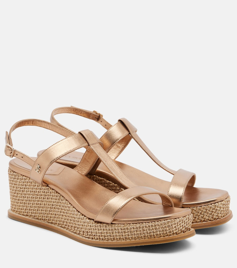 Jimmy Choo Theia metallic leather wedge sandals