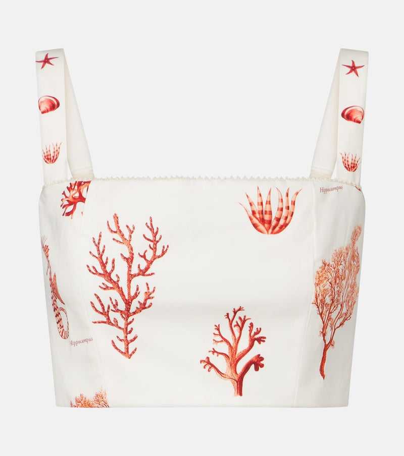Agua by Agua Bendita Cacao printed cotton crop top in Coral Reef