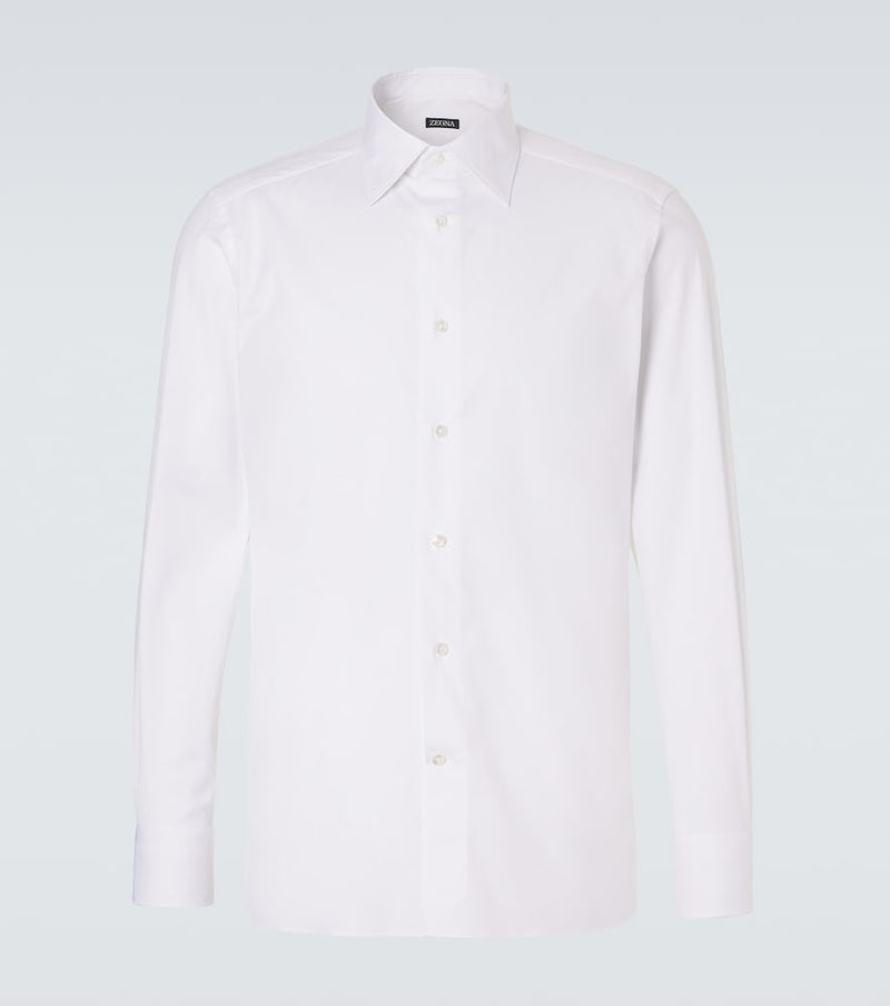 Zegna Cotton-blend poplin shirt in Optical White
