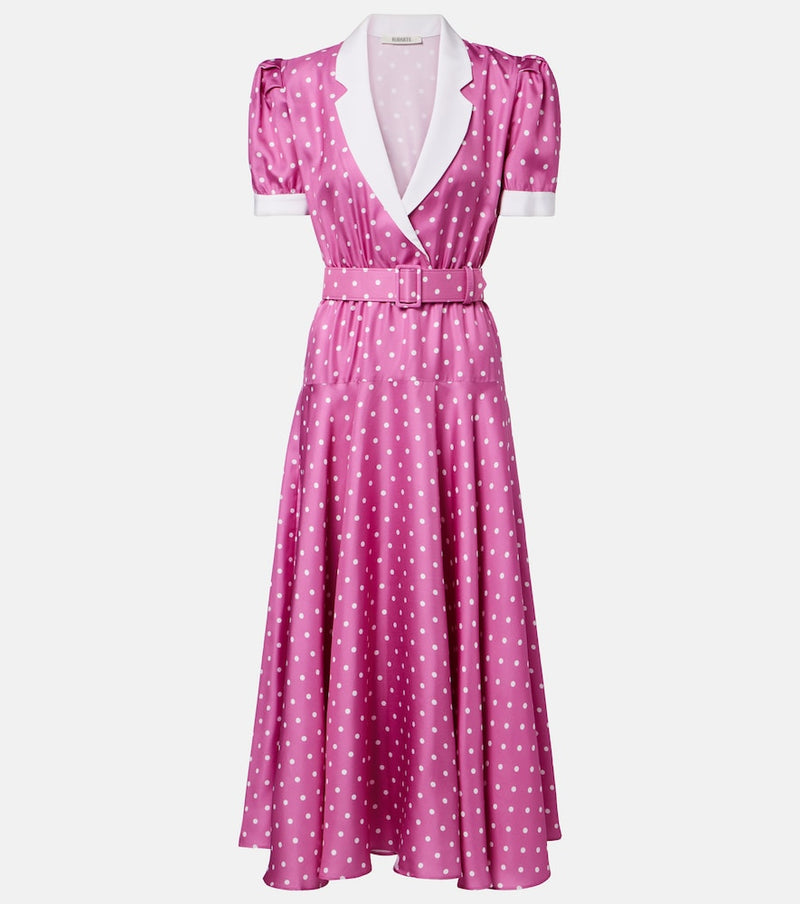 Rodarte Belted polka-dot silk twill midi dress