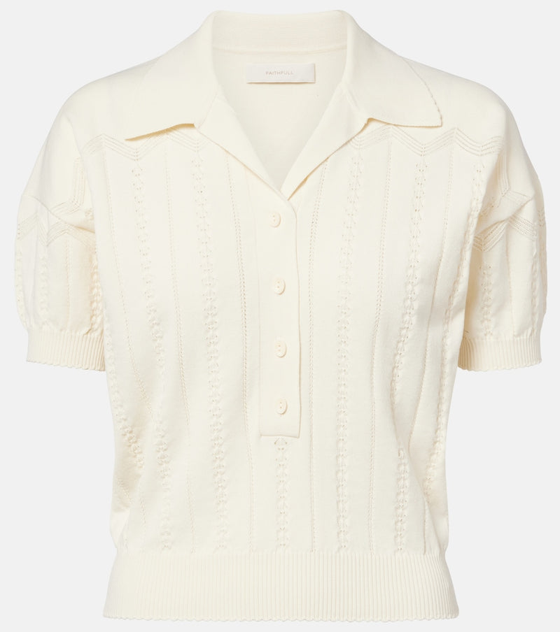 Faithfull Acme pointelle cotton-blend polo shirt